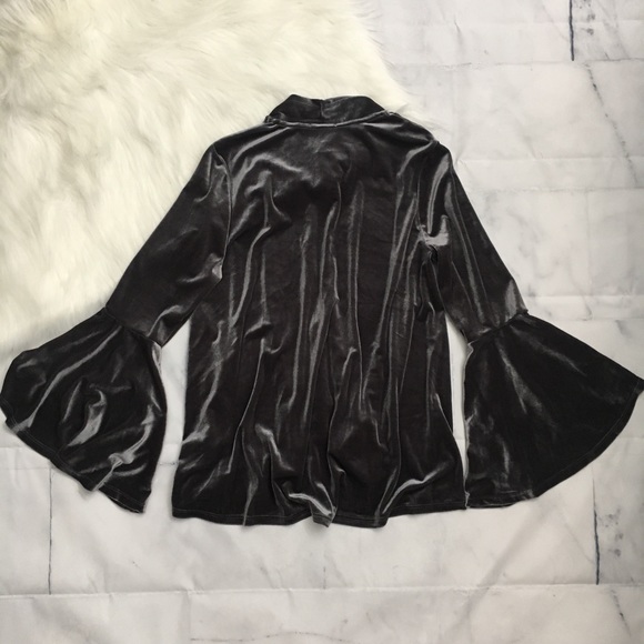 W5 Stretch Velvet Cardigan Jacket Wide Bell Cuff - Picture 6 of 6